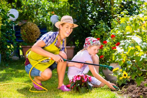 Supervisor discussing safety procedures with gardening staff